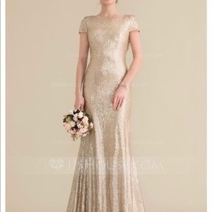 Champagne & Gold Sequins, Full length Sz 4